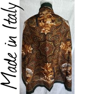 English Men Riding Horse Trotting Equestrian Scarf Paisley Mountains Italy